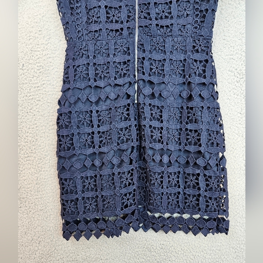 Lulu's Womens Pay Tribute Navy Blue Crochet Dress Sz M Sleeveless  Cocktail Club - Picture 9 of 12